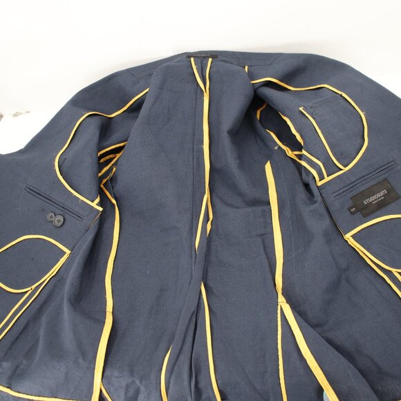 Studiosuits Sport Coat Men 42R Unstructured Linen Peak lapel Patch pockets blue - Picture 13 of 13